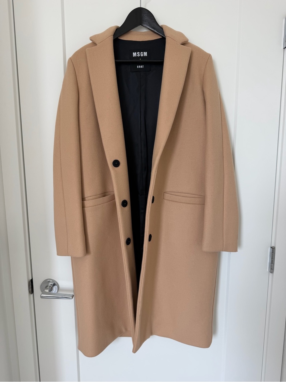 MSGM Camel Wool-Blend Overcoat